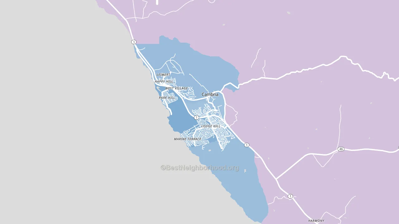 Cambria, CA block-group political-lean map