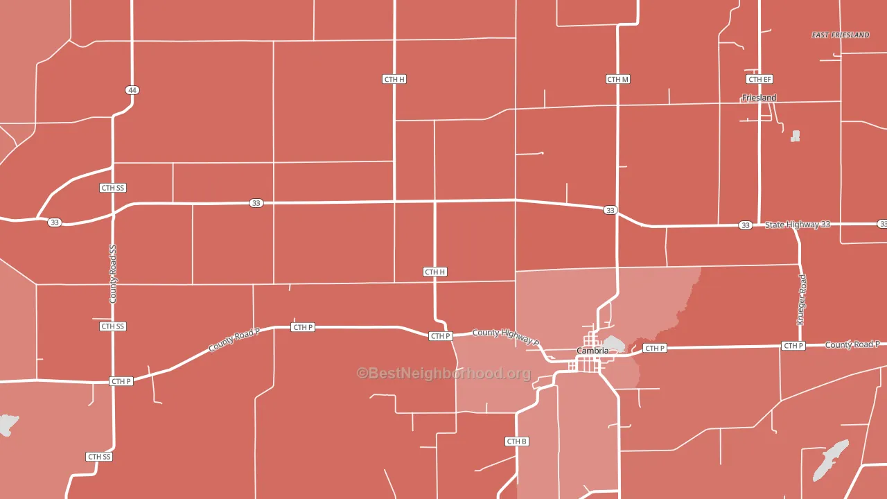 Cambria, WI block-group political-lean map