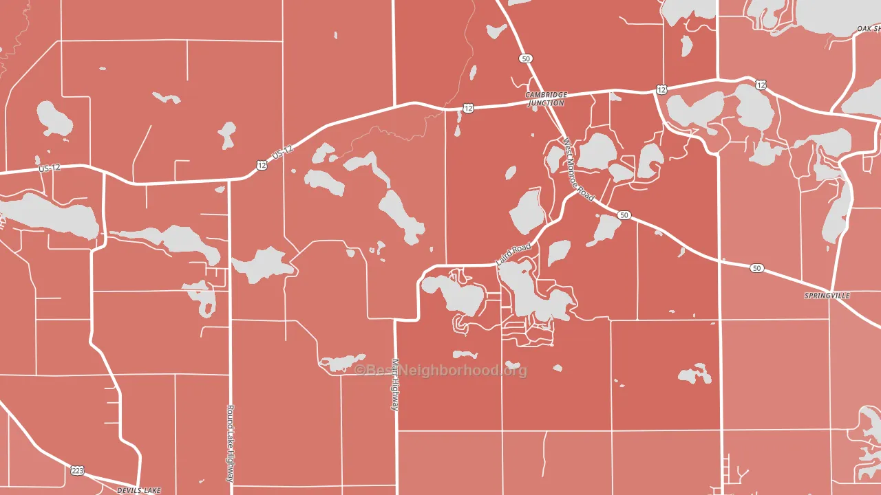 Cambridge Junction, MI block-group political-lean map