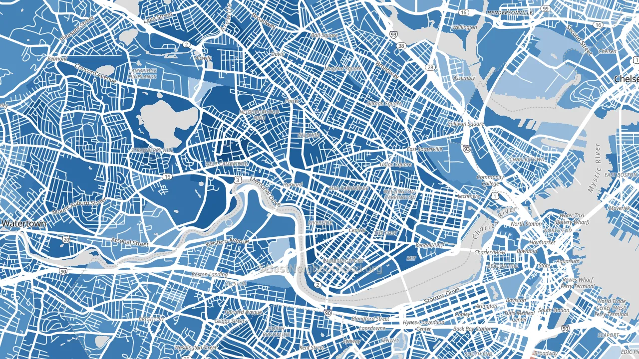 Cambridge, MA block-group political-lean map