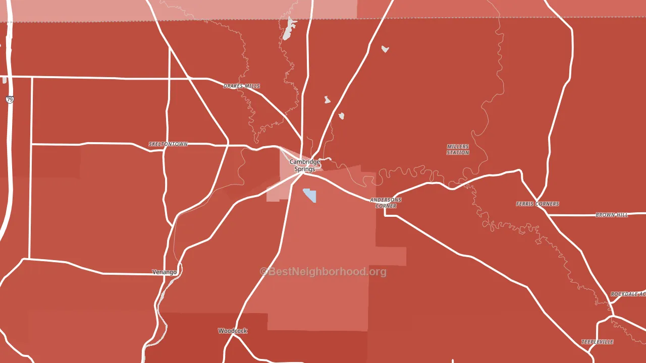 Cambridge Springs, PA block-group political-lean map