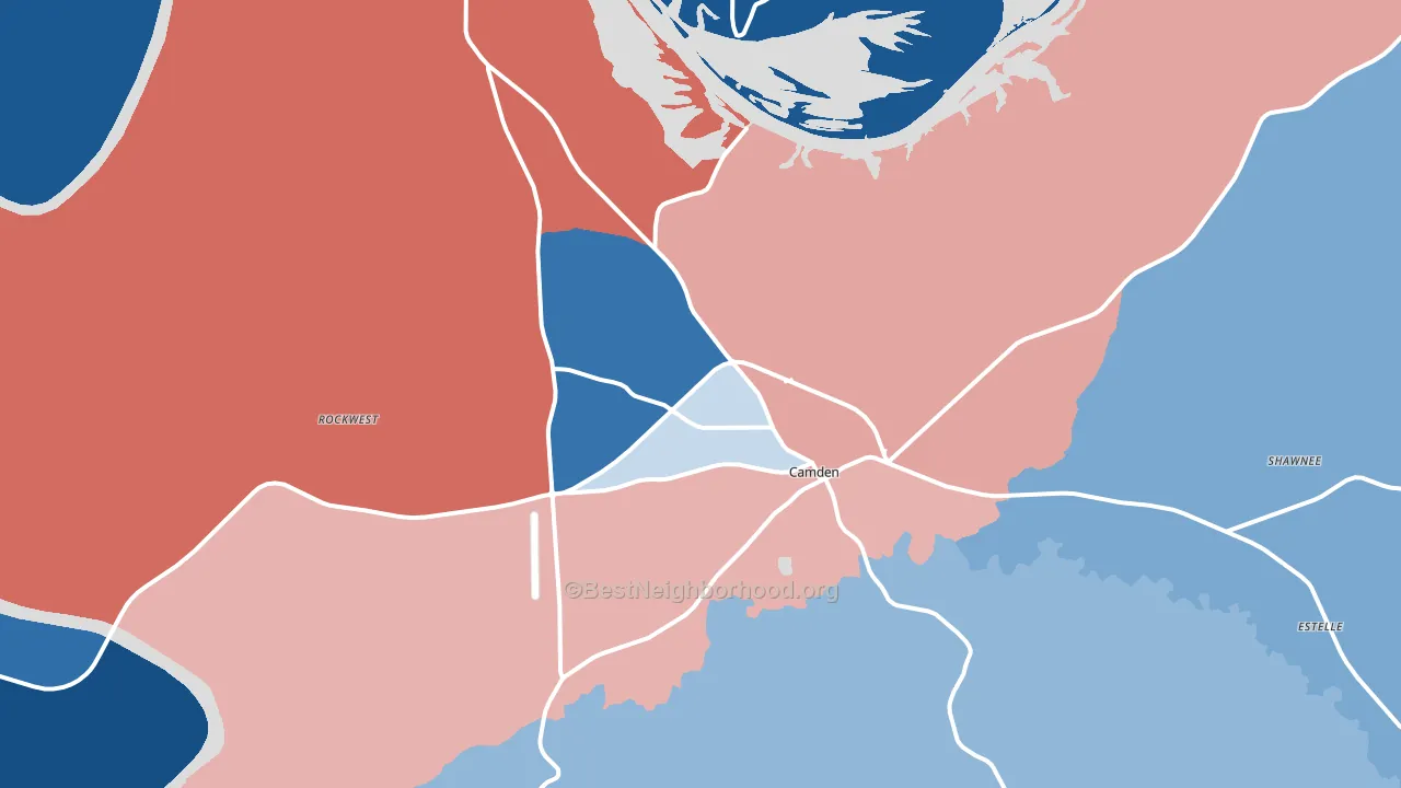Camden, AL block-group political-lean map