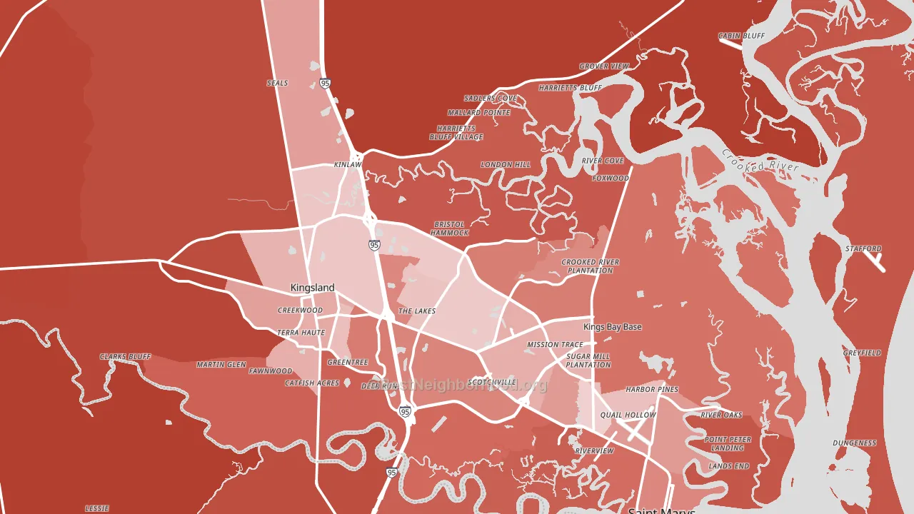 Camden County, GA block-group political-lean map