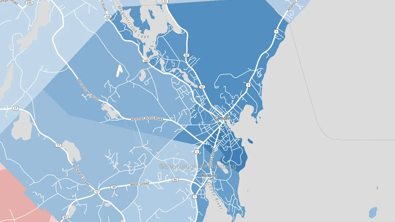 Camden, ME block-group political-lean map