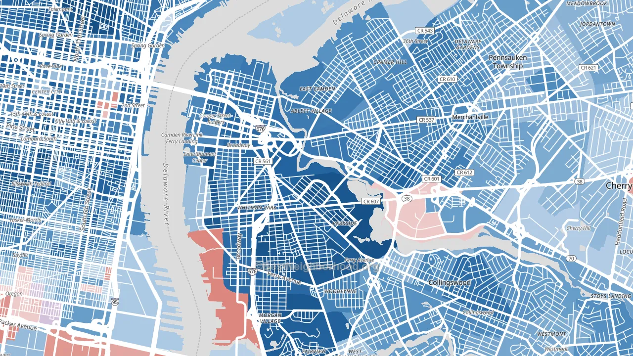 Camden, NJ block-group political-lean map