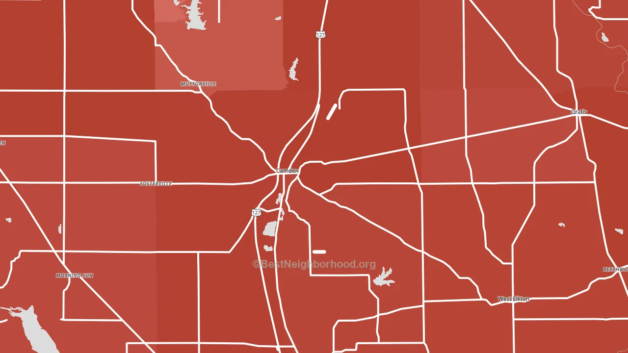 Camden, OH block-group political-lean map