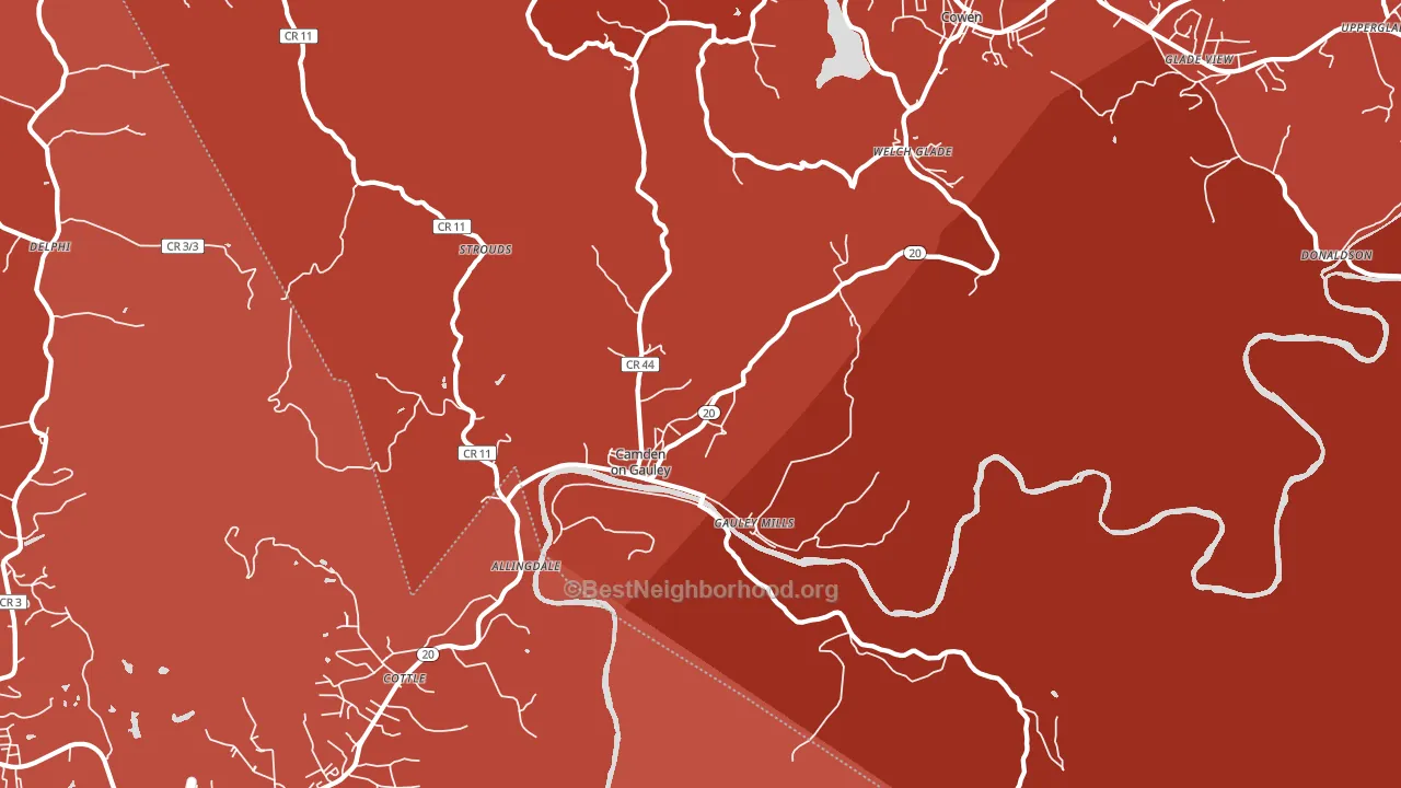 Camden-on-Gauley, WV block-group political-lean map