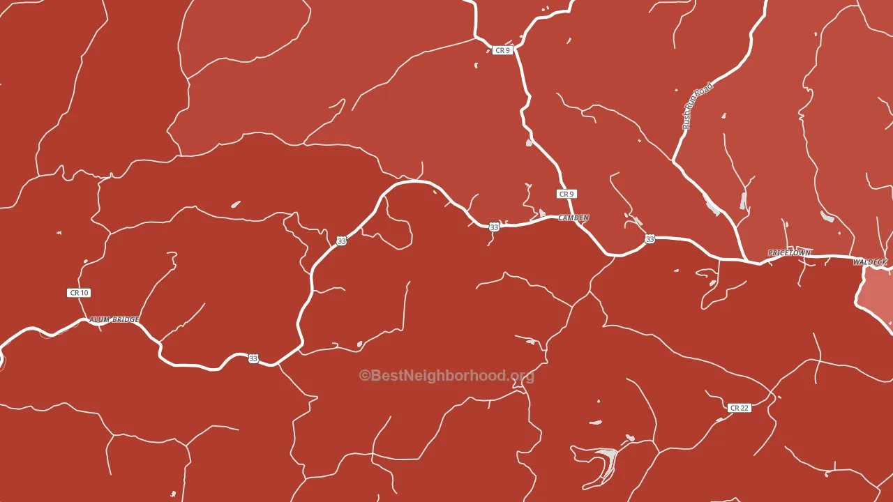 Camden, WV block-group political-lean map