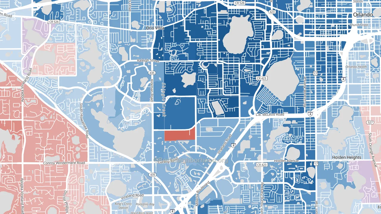 Camellia Gardens, Orlando, FL block-group political-lean map