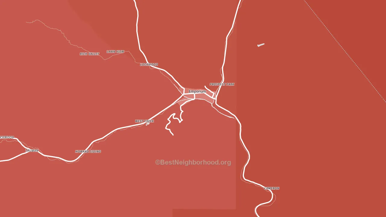 Cameron County, PA block-group political-lean map