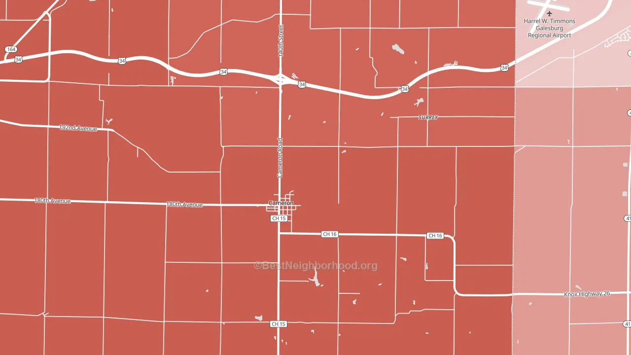 Cameron, IL block-group political-lean map