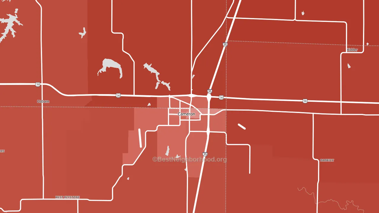 Cameron, MO block-group political-lean map