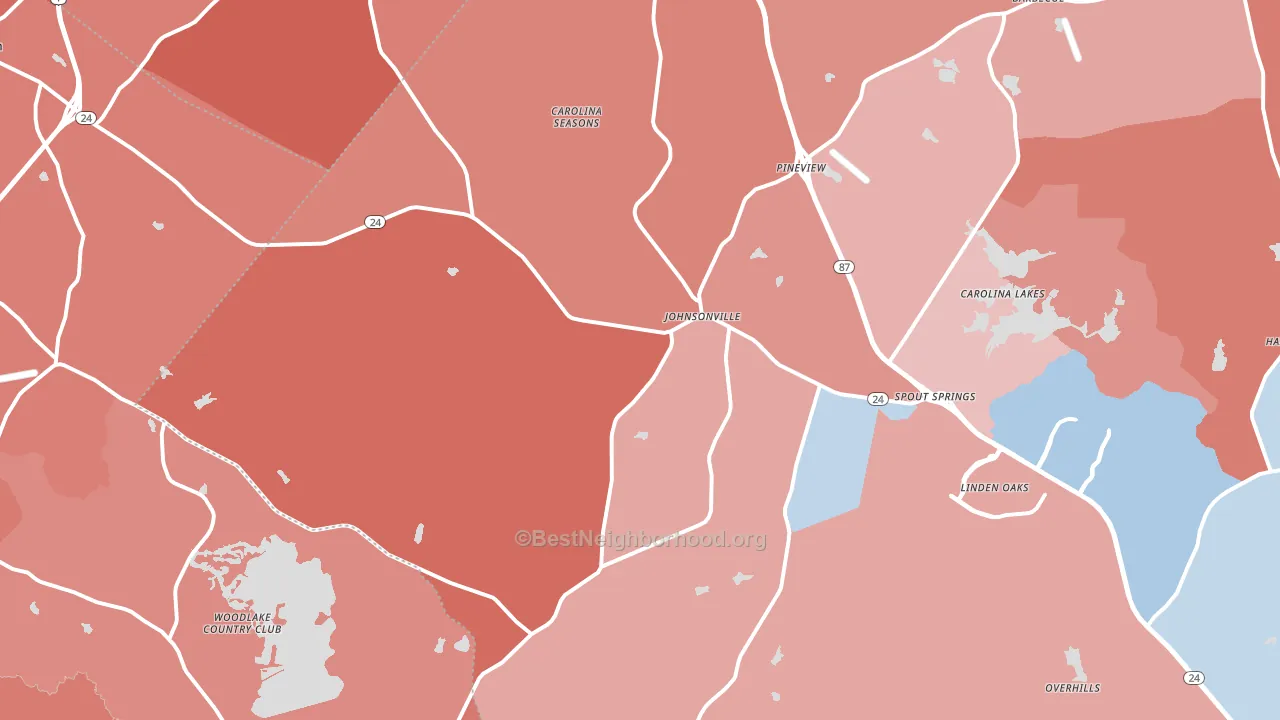 Cameron, NC block-group political-lean map