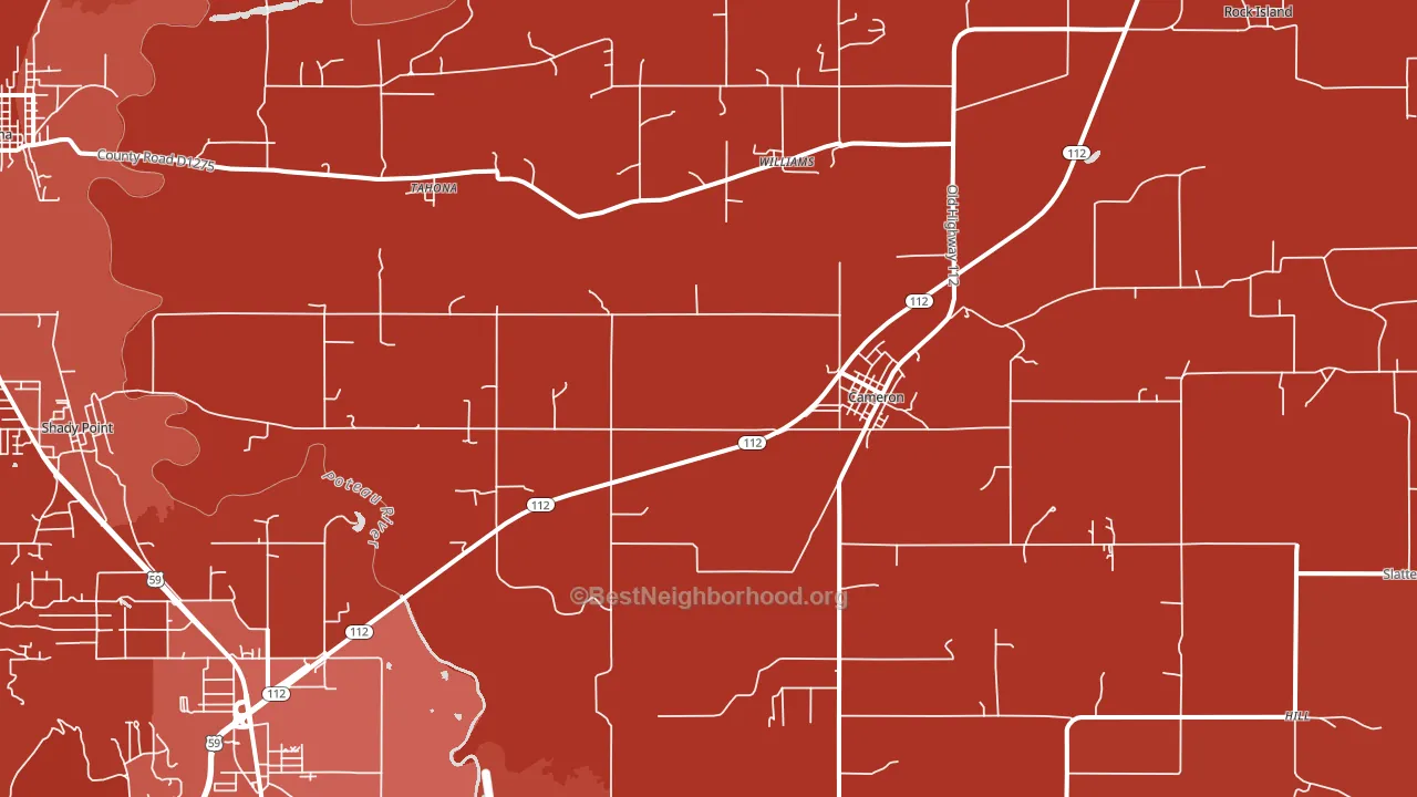 Cameron, OK block-group political-lean map