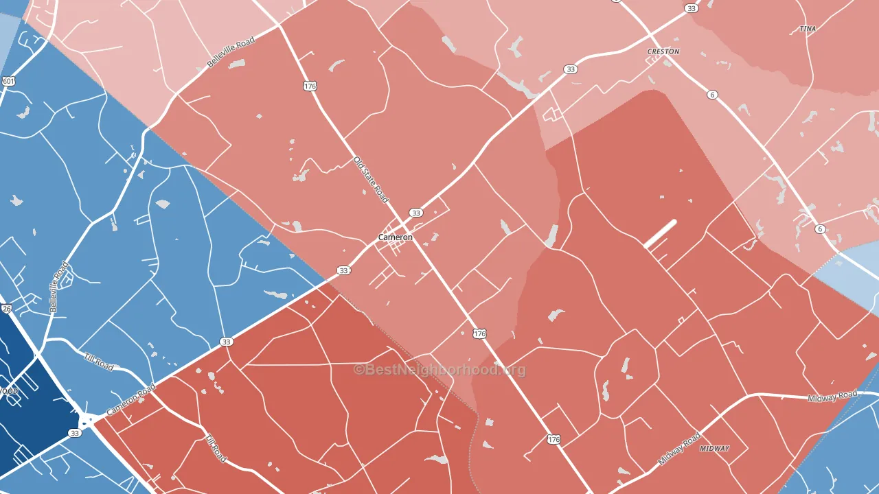 Cameron, SC block-group political-lean map