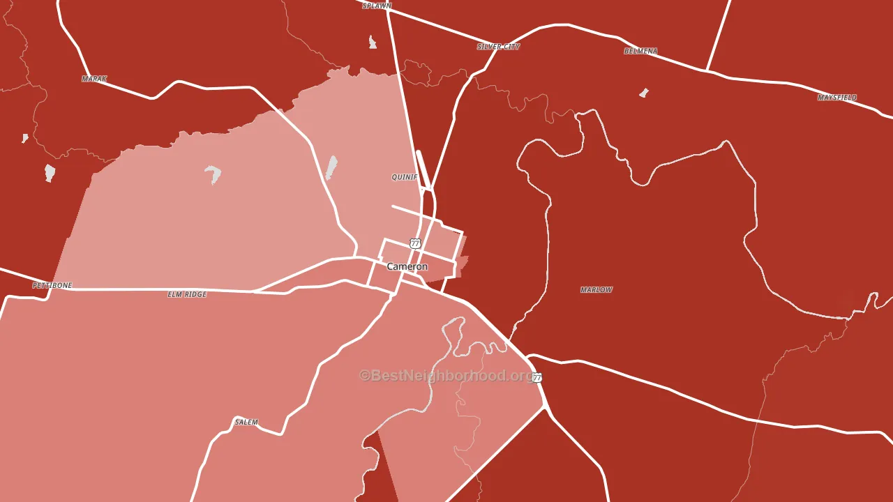 Cameron, TX block-group political-lean map