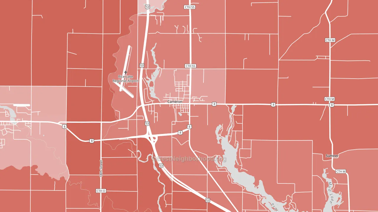 Cameron, WI block-group political-lean map