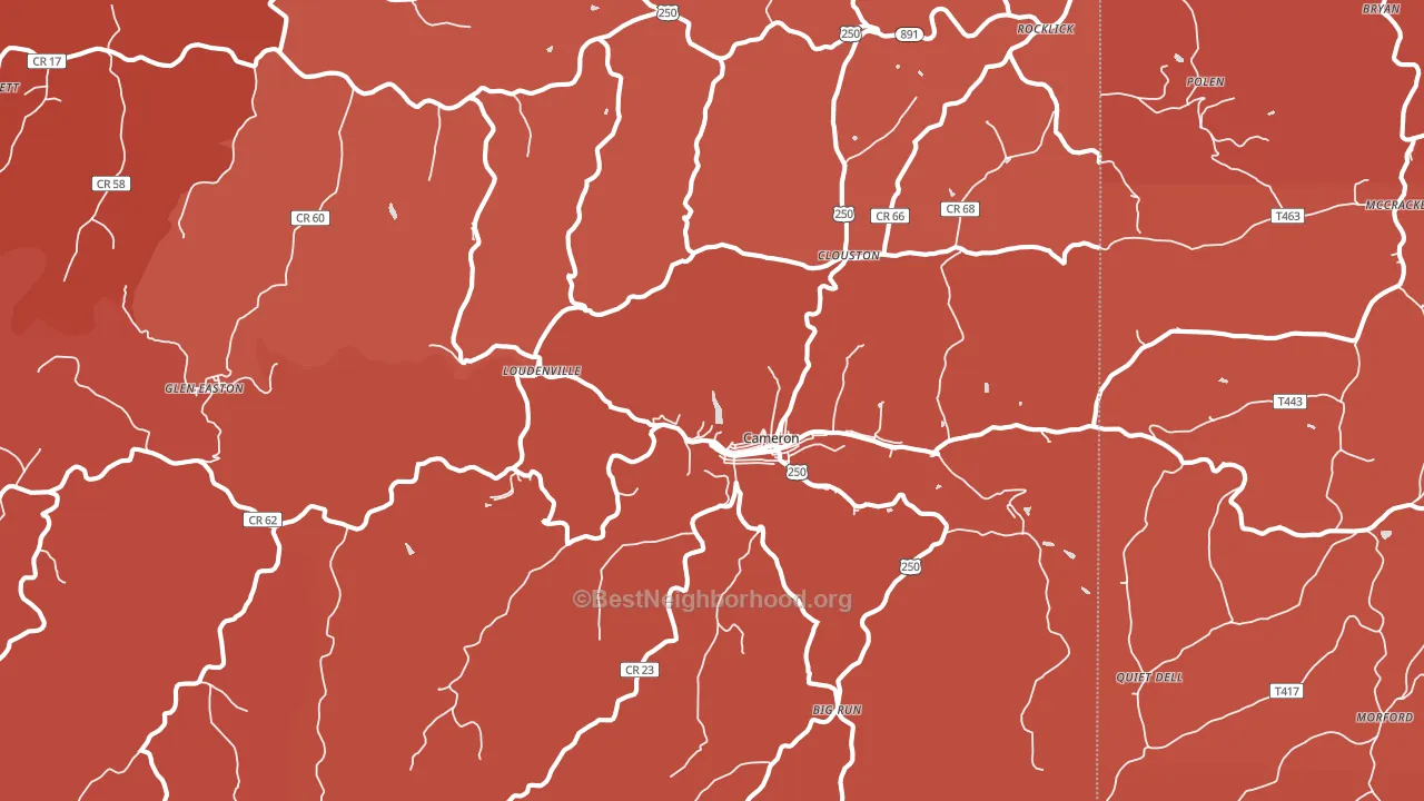 Cameron, WV block-group political-lean map