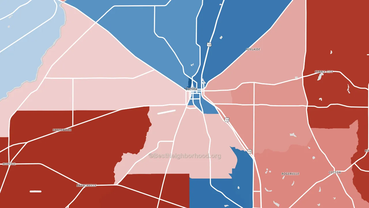 Camilla, GA block-group political-lean map