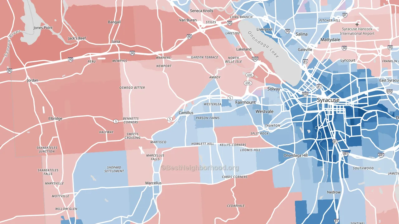 Camillus, NY block-group political-lean map