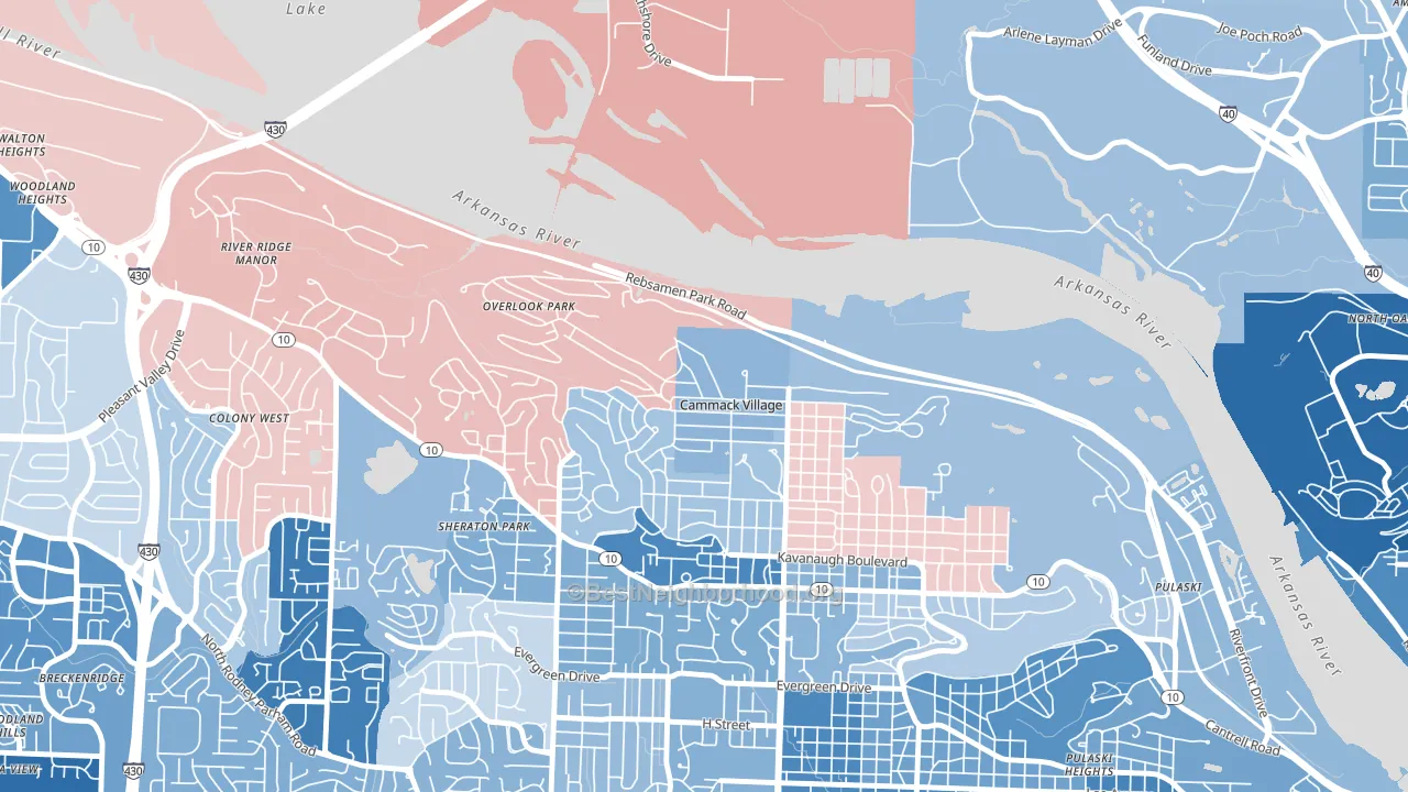 Cammack Village, AR block-group political-lean map