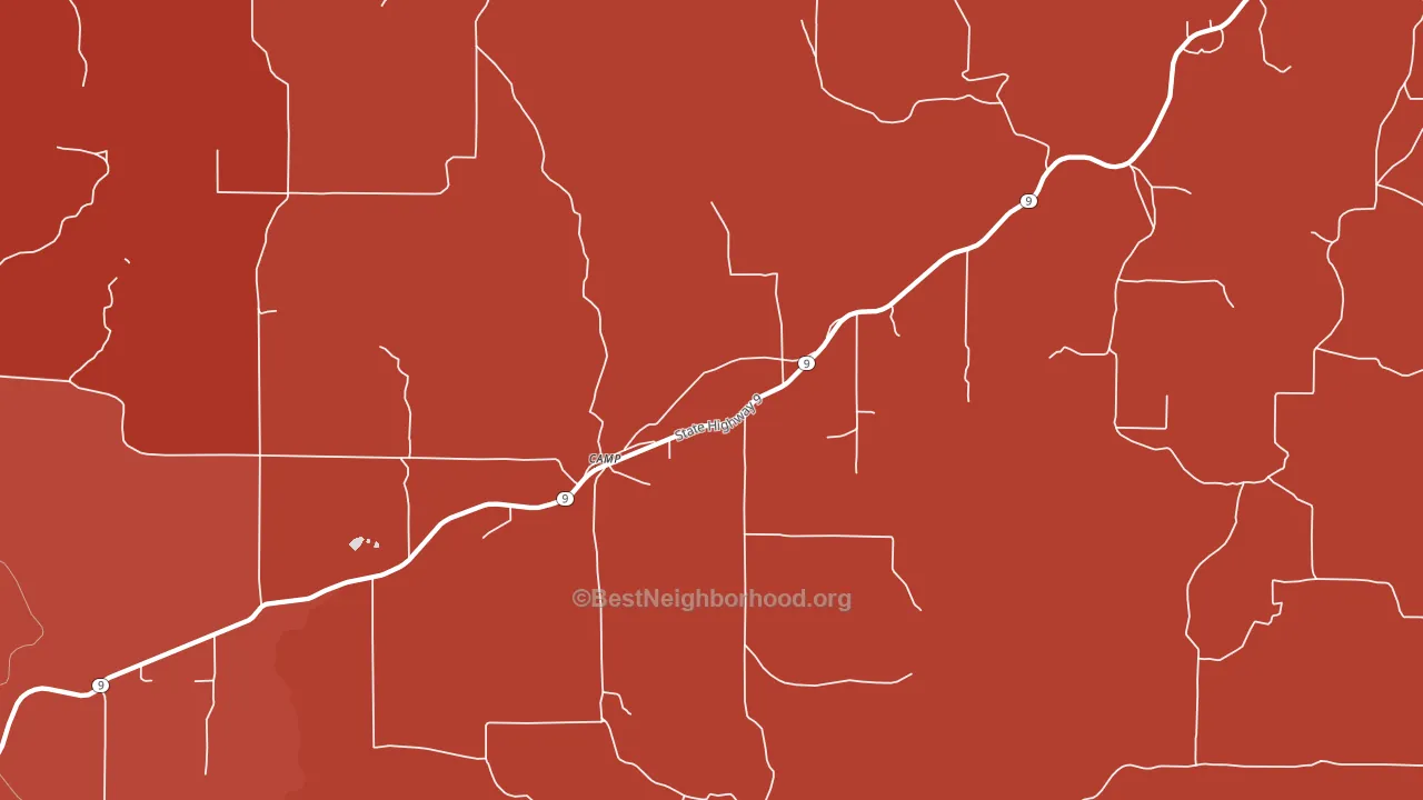 Camp, AR block-group political-lean map