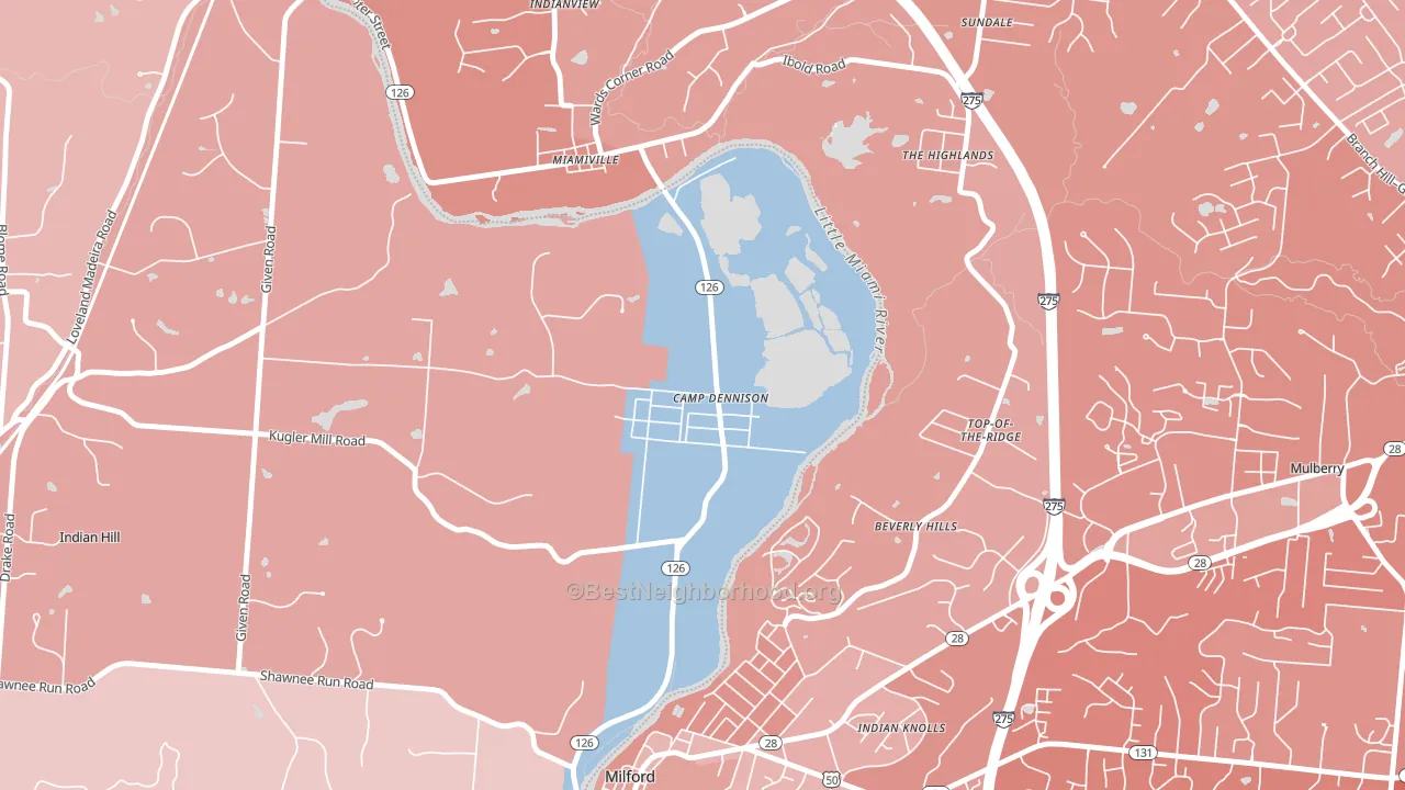 Camp Dennison, OH block-group political-lean map