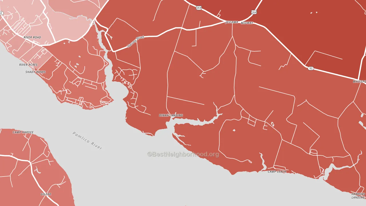 Camp Leach, NC block-group political-lean map