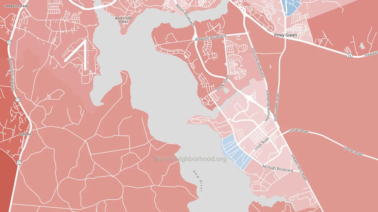 Camp Lejeune, NC block-group political-lean map
