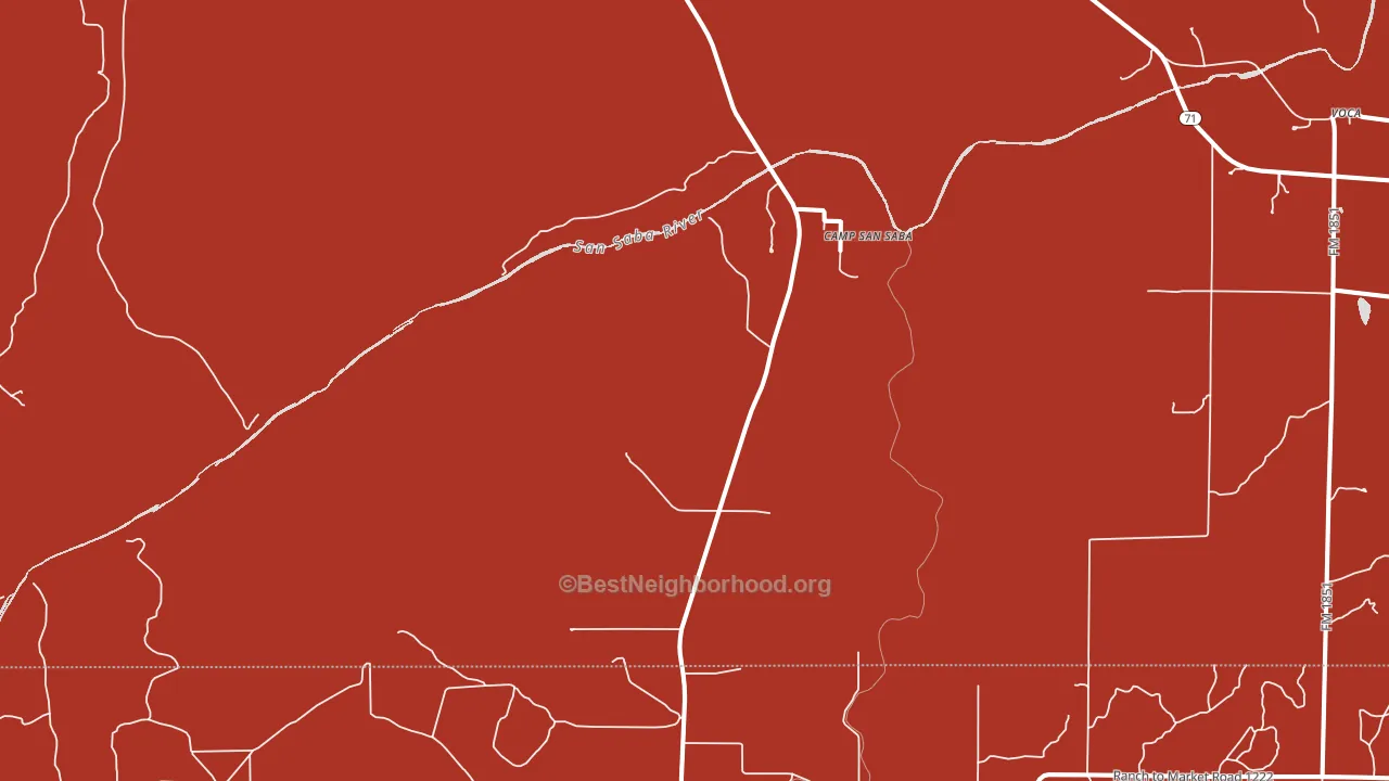 Camp San Saba, TX block-group political-lean map
