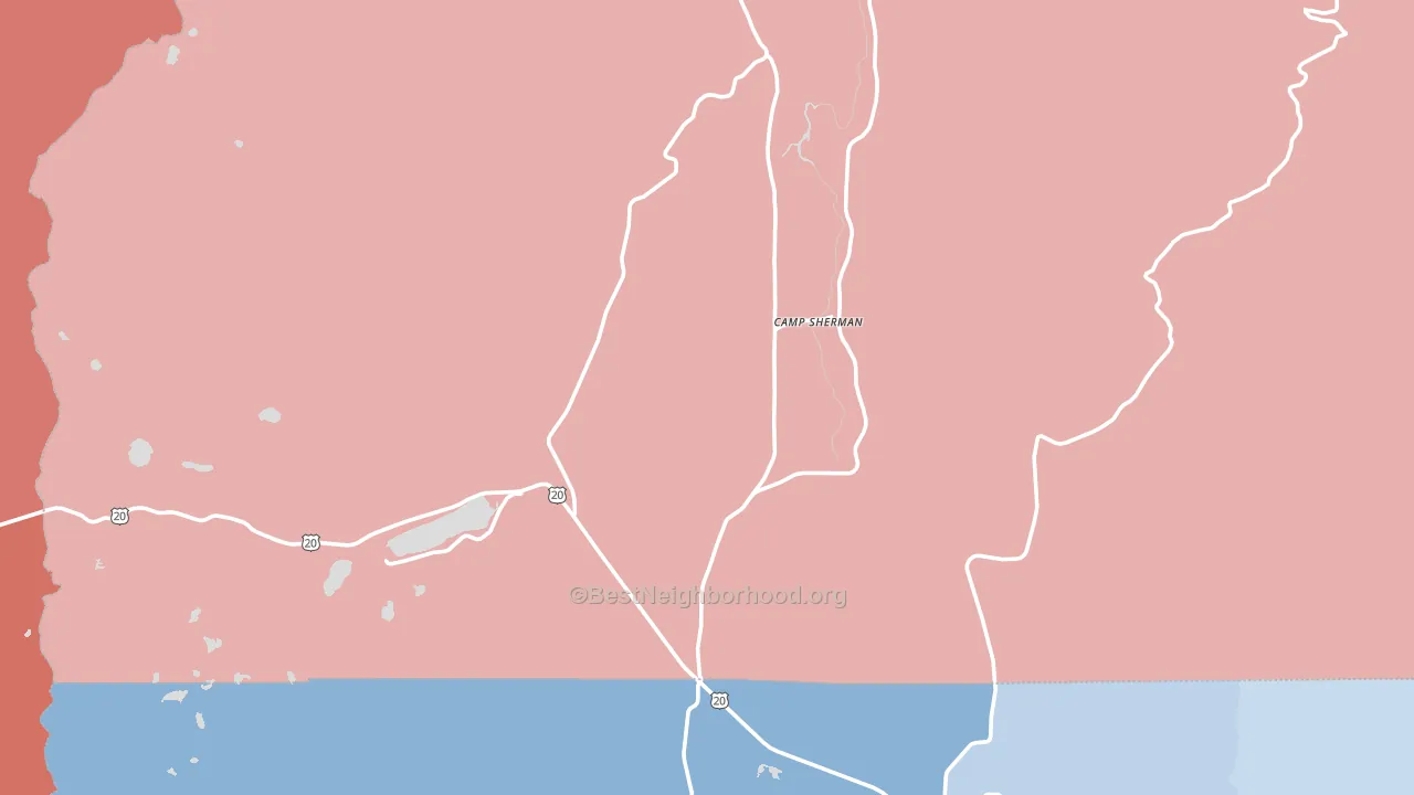 Camp Sherman, OR block-group political-lean map