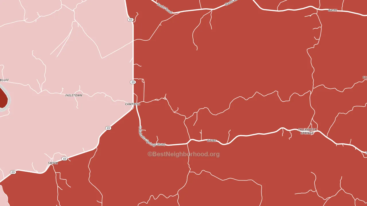 Campbell, AL block-group political-lean map