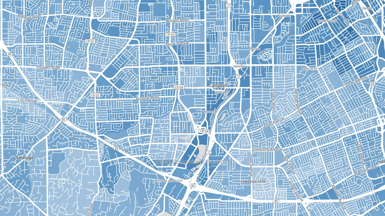 Campbell, CA block-group political-lean map