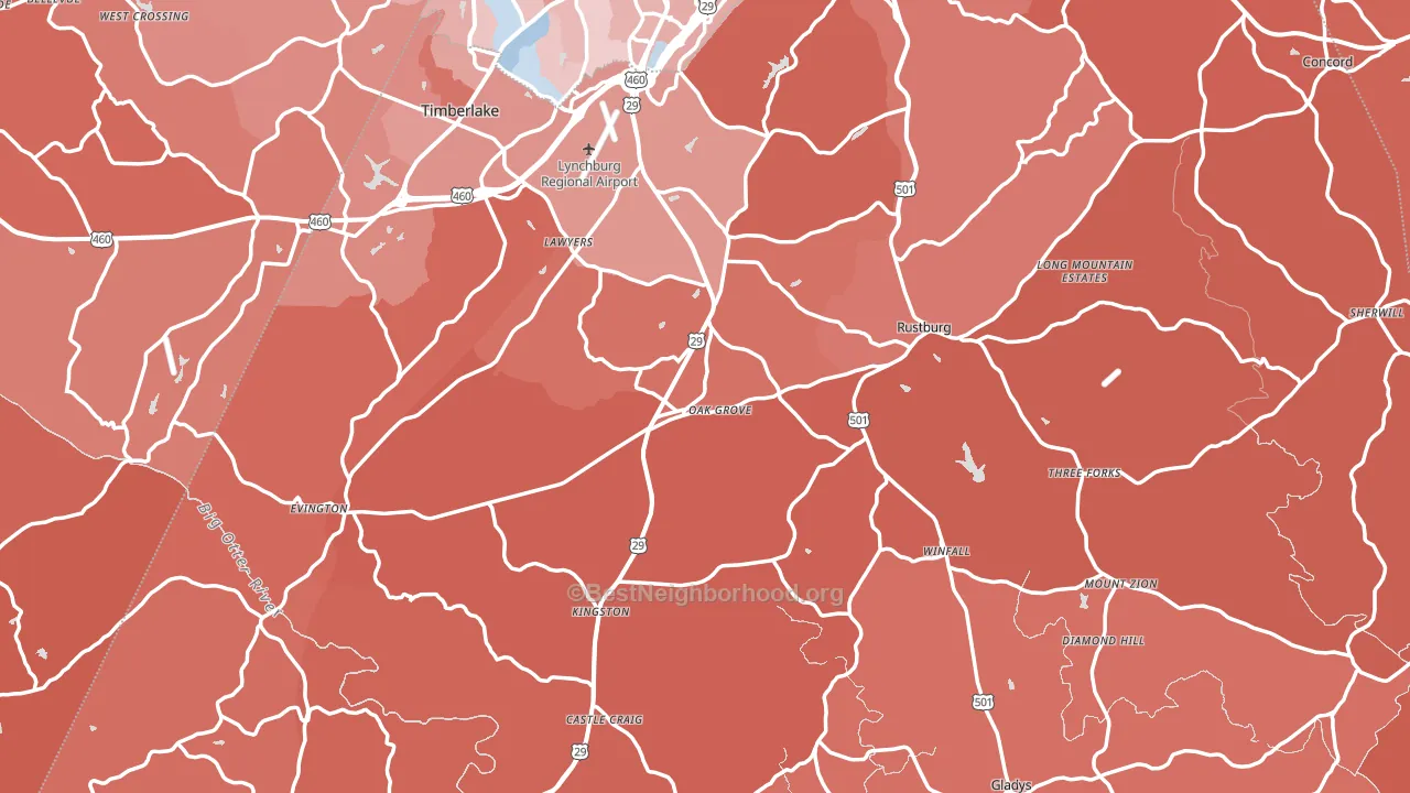 Campbell County, VA block-group political-lean map