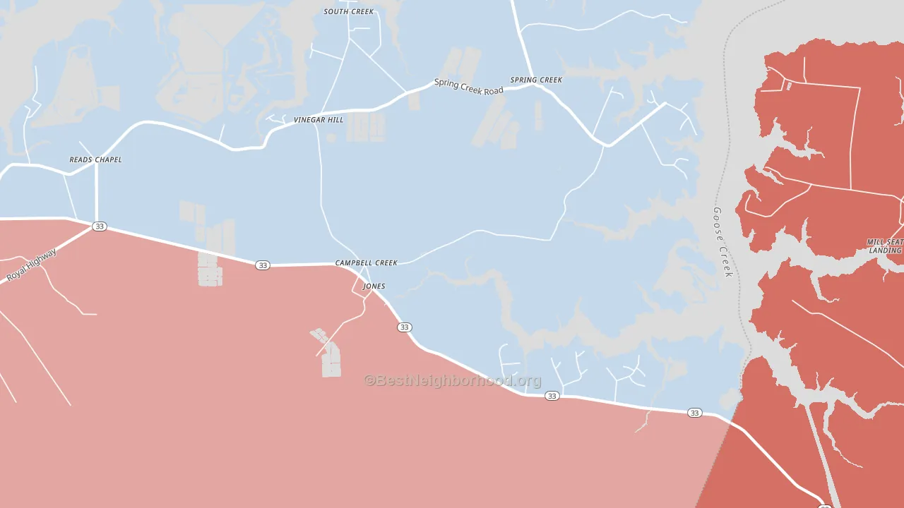 Campbell Creek, NC block-group political-lean map