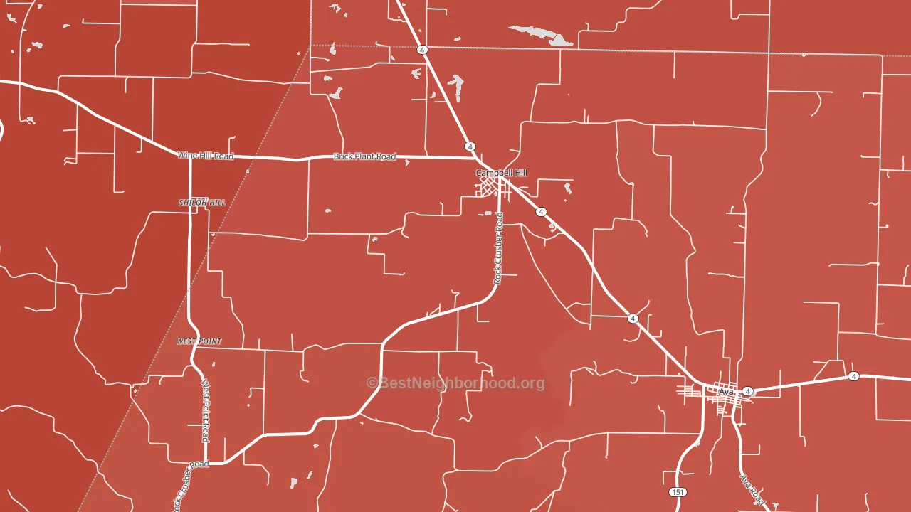 Campbell Hill, IL block-group political-lean map