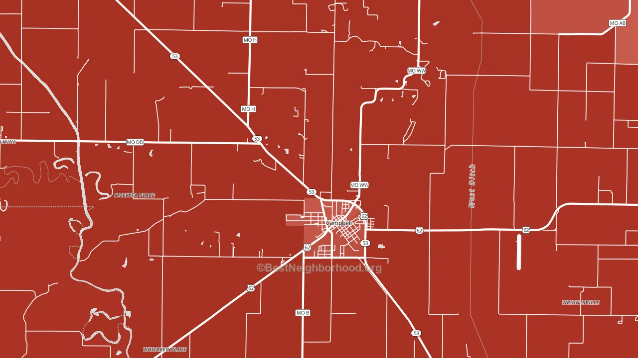 Campbell, MO block-group political-lean map