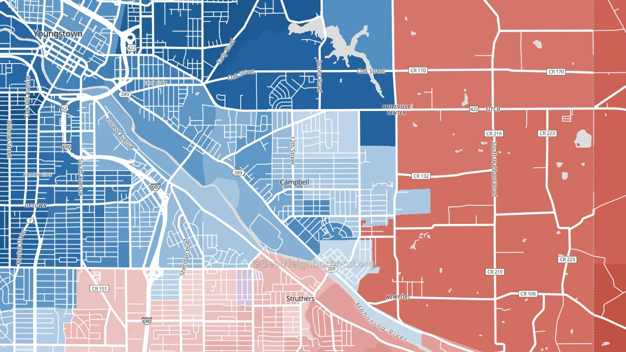 Campbell, OH block-group political-lean map