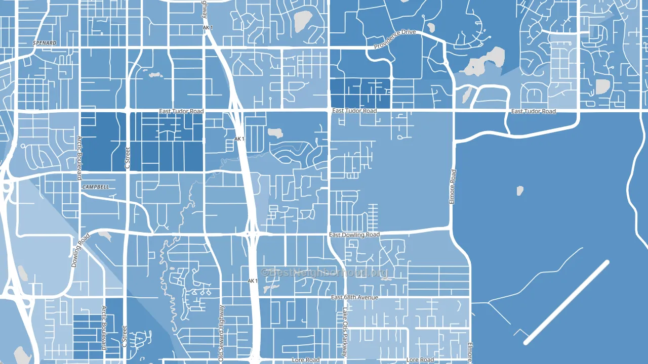 Campbell Park, Anchorage, AK block-group political-lean map