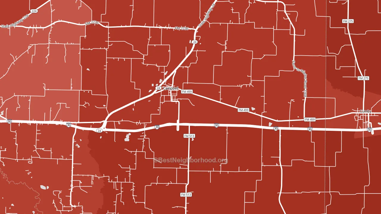 Campbell, TX block-group political-lean map
