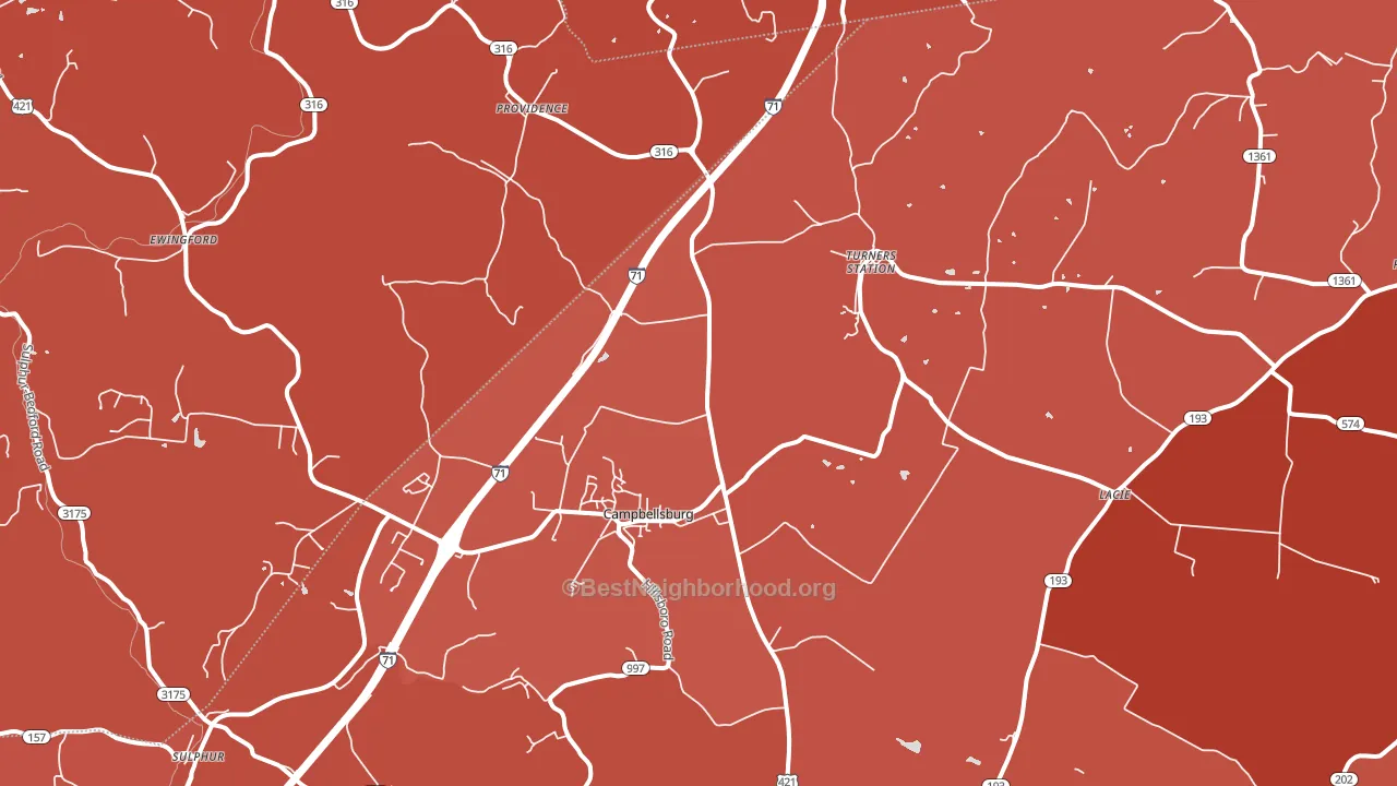Campbellsburg, KY block-group political-lean map