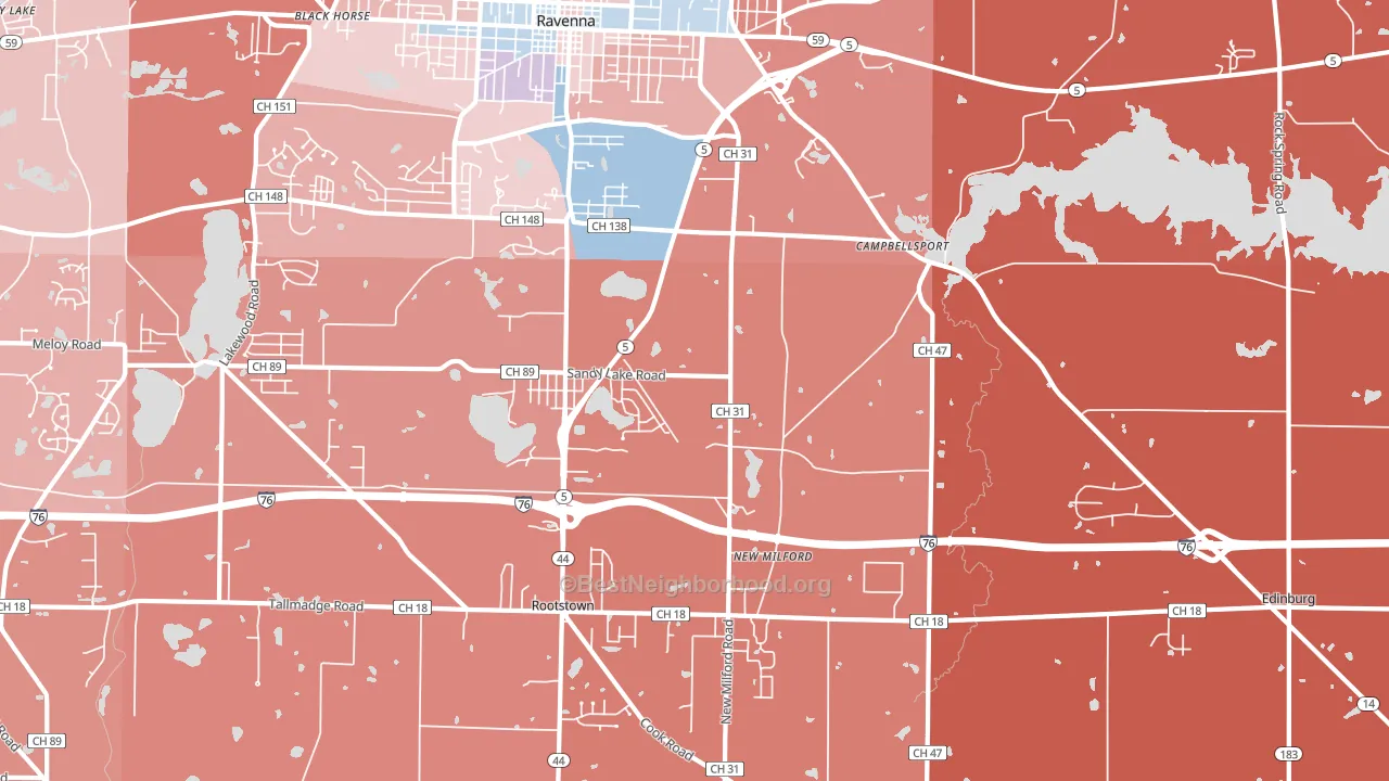 Campbellsport, OH block-group political-lean map