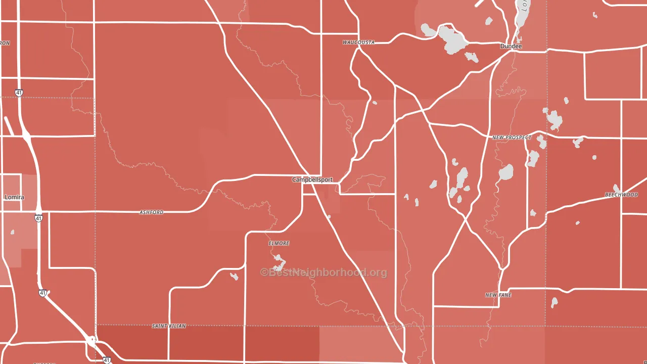 Campbellsport, WI block-group political-lean map