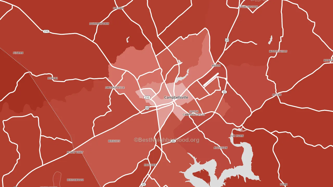 Campbellsville, KY block-group political-lean map