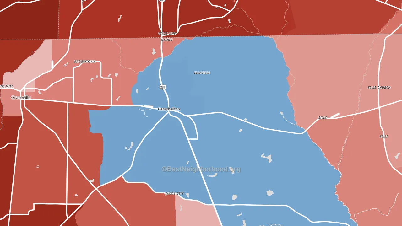 Campbellton, FL block-group political-lean map