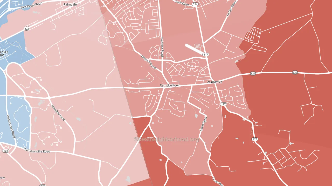 Campbelltown, PA block-group political-lean map