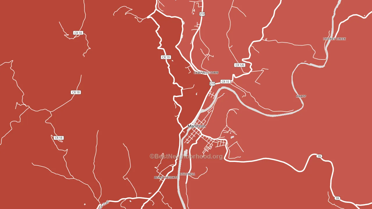 Campbelltown, WV block-group political-lean map