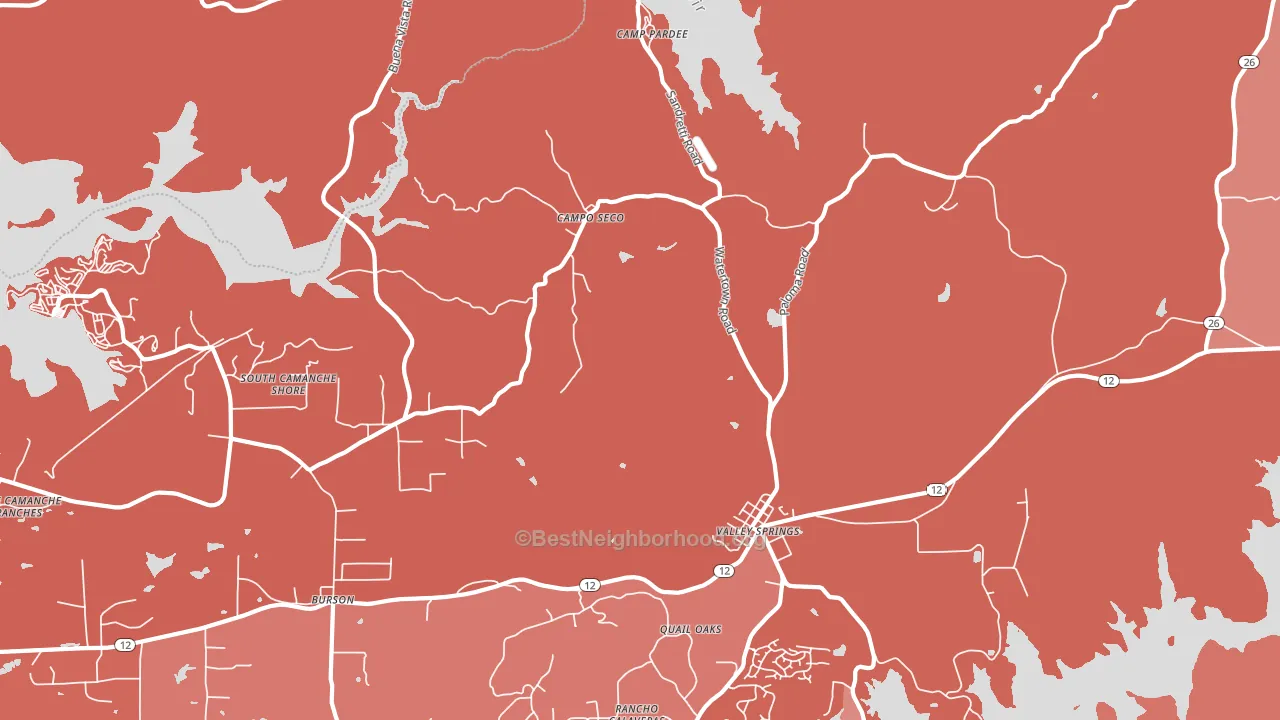 Campo Seco, CA block-group political-lean map