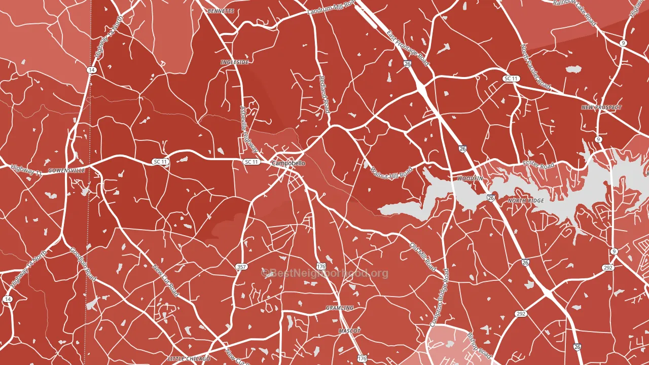 Campobello, SC block-group political-lean map