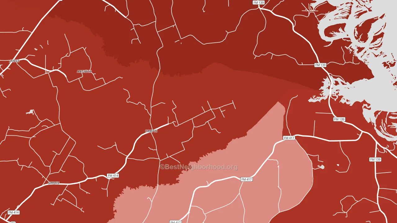 Campti, TX block-group political-lean map